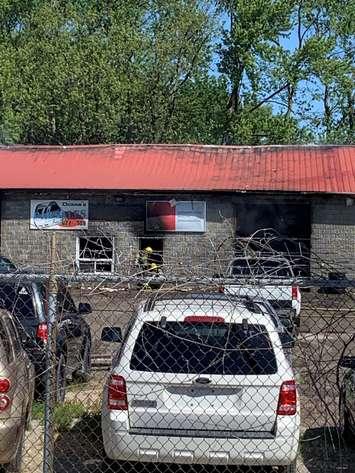 The scene after a garage fire at D&S Auto in Wallaceburg. June 15, 2020. (Photo courtesy of Chatham-Kent Fire and Emergency Services via Twitter)