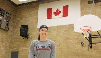 Chatham's Bridget Carleton in her old gym at John McGregor Secondary School, May 16, 2016 (Photo by Jake Kislinsky)