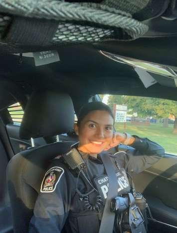 Manuela Carmona Moreno, the first Latina-immigrant police constable with the Chatham-Kent Police Service. 