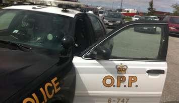 OPP cruiser with new licence plate scanning camera. 