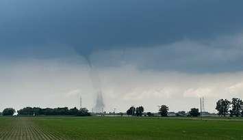 Landspout tornado in Pain Court, June 20, 2024 (Image courtesy of Josh Denby)