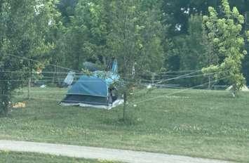 A tent set up at the encampment location on Grand Avenue East in Chatham. (Photo via change.org petition)