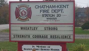 Wheatley strong sign at CK Fire Hall 20. (Photo by Paul Pedro)