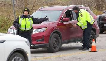 A West Region OPP led Festive RIDE checkpoint in London, November 7, 2023. (Photo by Miranda Chant, Blackburn Media)