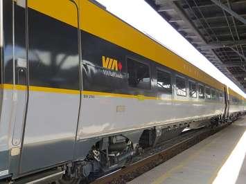 A VIA train at the downtown London station. (File photo by Miranda Chant, Blackburn Media)