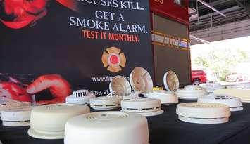 The London Fire Department displays worn out and obsolete smoke alarms removed from London homes, October 7, 2016. (Photo by Miranda Chant, Blackburn News)