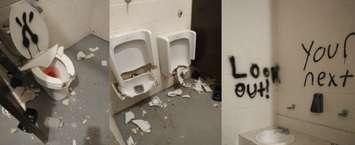 Mayor and council respond after thousands of dollars of vandalism done to Wallaceburg park washroom. January 9, 2018. (Photo courtesy of Chatham-Kent)