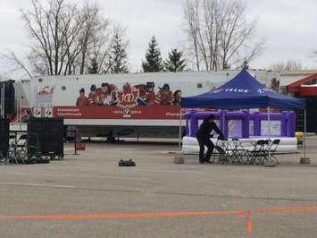 The Hockey Canada Tour setting up in Sarnia Jan 19, 2015 (BlackburnNews.com photo by Aaron Zimmer)