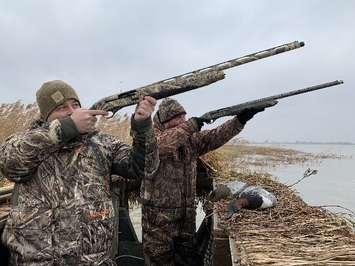 The crew of 'Canada in the Rough' and Robert Stanley hunt waterfowl on Lake St. Clair. December 2020. (Photo courtesy of: OutdoorSpot Media Group).
