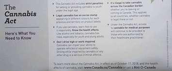 A snapshot of the cannabis information postcard that is being sent out to Canadians ahead of October 17, 2018. (Submitted photo)