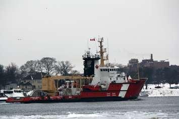 Canadian Coast Guard cutter Samuel Risley upbound on St. Clair River (BlackburnNews.com file photo by Dave Dentinger)