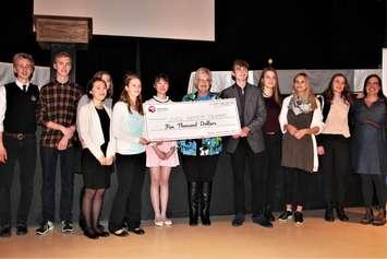 Cheque presentation with Chatham Christian High School. (Photo courtesy of the United Way of Chatham-Kent).