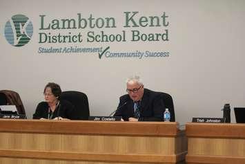 Director of Education Jim Costello speaking at the school board meeting. May 9, 2017. (Photo by Natalia Vega)