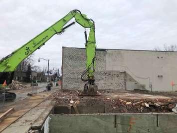 Demolition work at the site of a gas leak in downtown Wheatley. Submitted December 15, 2021. (Photo courtesy of the Municipality of Chatham-Kent)