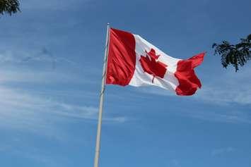 The Great Canadian Flag flies on the Windsor riverfront on July 7, 2017. Photo by Mark Brown, Blackburn News.