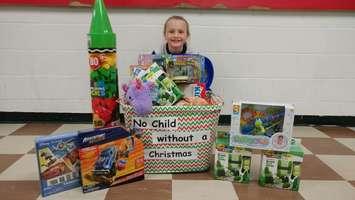 A Wallaceburg girl is spreading some holiday cheer to other boys and girls this Christmas. Nov 24, 2017. (Photo courtesy of Chatham Goodfellows)
