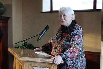 Ontario Lieutenant Governor Elizabeth Dowdeswell speaking at the Capitol Theatre in Chatham. November 1, 2016. (Photo by Natalia Vega)