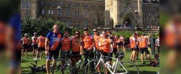 Chatham-Kent EMS workers during the 2018 Paramedic Ride at Parliament Hill in Ottawa (Photo via CK EMS Twitter)