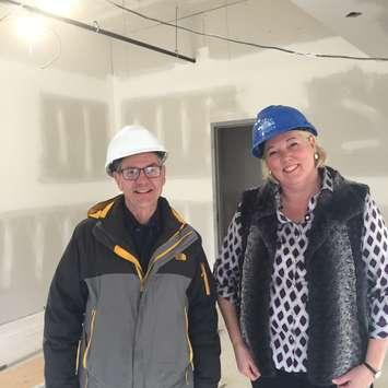 Hospice project manager Chris Masterson and Jennifer Wilson during construction at the Chatham-Kent Hospice.  (Photo courtesy of Jennifer Wilson)
