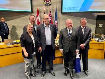 Former councillors Doug Sulman and Joe Faas were presented with special plaques for their service during the council meeting on Monday night. (Millar Hill)