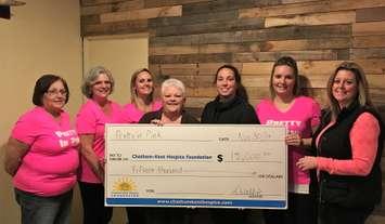 The CK Hospice Foundation gets $15,000 from the "Pretty in Pink" Dover Ladies Group. Nov. 30, 2017. (Photo by CK Hospice Foundation)