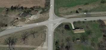 An aerial view of the intersection at Ridge Line and Kent Bridge Rd.  (Photo courtesy of Google Maps)