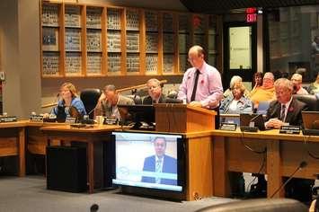 Director of Budget & Performance giving a presentation to council about the Chatham-Kent Citizen Budget Tool. November 7, 2016. (Photo by Natalia Vega)