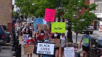 A march through Owen Sound in support of Black Lives Matter on June 10, 2020. (Photo by Kirk Scott)