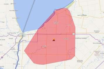Significant hydro outage. August 14, 2017 (Photo courtesy of www.hydroone.com)