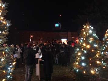 Members of the community assemble for the annual Christmas Wish Tree lighting ceremony on December 16, 2019 at the Chatham-Kent Health Alliance Wallaceburg Site. (Submitted photo)