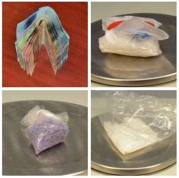 Suspected drugs and cash seized during a search warrant in Chatham on October 1, 2020. (Photo courtesy of Chatham-Kent police)