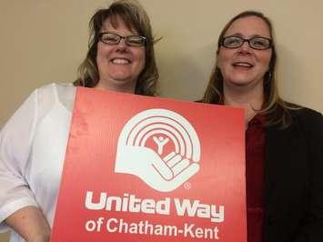 United Way Chatham-Kent co-chairs Kelly Bayda and Aimee June, January 21, 2016. (Photo by Ricardo Veneza)