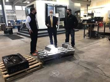 Minister of Economic Development , Job Creation and Trade Vic Fedeli visits CNC Tech in Belle River, November 16, 2021. (Photo vis Twitter) 