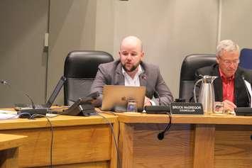 Councillor Brock McGregor speaking at Monday night's council meeting. April 24, 2017. (Photo by Natalia Vega)