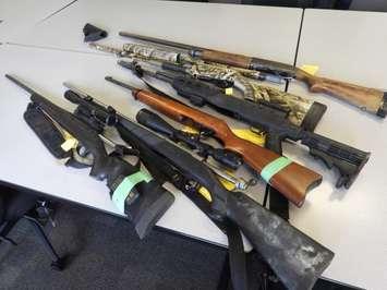 Weapons seized as part of firearms investigation. March 2023. (Photo courtesy of Lambton OPP)