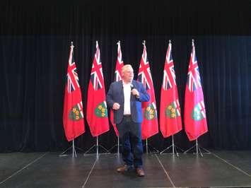 PC Leader Doug Ford speaks during a rally at the John D. Bradley Centre in Chatham, April 20, 2018. (Photo by Paul Pedro)