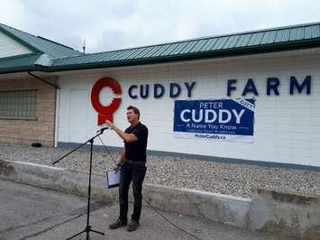 Peter Cuddy announcing his intention to seek the Federal Conservative nomination in Lambton-Kent-Middlesex.  September 14, 2018. (Photo by Colin Gowdy, BlackburnNews)