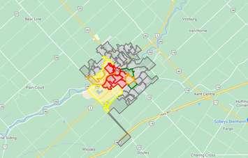Power outage. November 4, 2021. (Photo courtesy of Entegrus' Outage Map)
