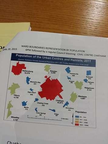 A graphic representing major communities in Chatham-Kent based on population size (Photo by Jake Kislinsky) 