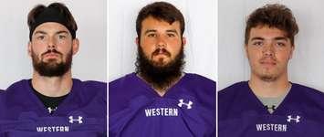 From left: Zach Lindley, Austin Fordam-Miller, and Cameron Creechan. (Photos courtesy of WesternMustangs.ca)