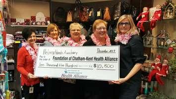 Donation made towards CKHA Christmas Wish Tree Campaign. December 28, 2017. (Photo courtesy of the Foundation of the Chatham-Kent Health Alliance). 
