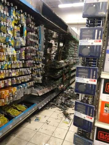 Minimal damage at Blenheim Canadian Tire Store because of automatic sprinkler system. Nov 24, 2017. (Photo courtesy of CKFES)