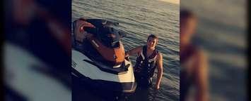 Nicholas Vandevelde posing with his Seadoo. The same one he used to save the rider who went missing over the weekend. July 9, 2018. (Photo submitted by Nicholas Vandervelde)