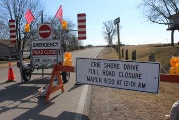 Erie Shore Drive road closure on March 9, 2020 (Photo by Allanah Wills)