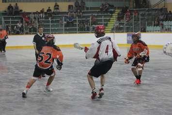 The Wallaceburg Red Devils take on the Six Nations Rebels in Jr. B lacrosse action on Sunday, June 28, 2015. (Photo courtesy of Jocelyn McLaughlin)