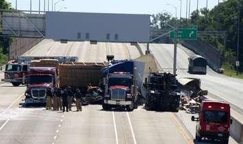 Transport truck collision WB Hwy. 402. July 25, 2017 (Photo By Dave Dentinger)