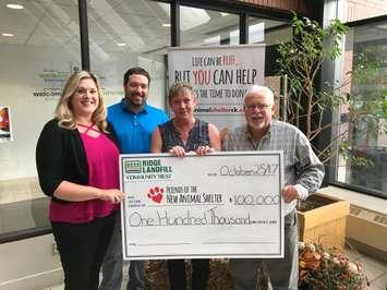 Donation to the Friends of the New Animal Shelter. (Photo courtesy of the Municipality of Chatham-Kent).