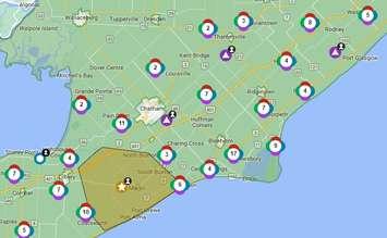Hydro One Outage Map. February 23, 2023. (Photo courtesy of Hydro One)