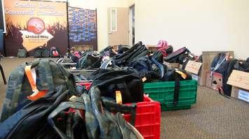 United Way backpacks destined for Chatham-Kent students. Aug. 25 2014 (Photo by Trevor Thompson.)