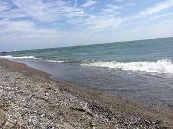 The waters of Lake Erie are seen along the beach in Erieau on August 24, 2014. (Photo by Ricardo Veneza)
